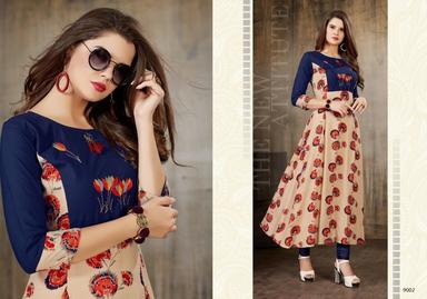 Blue And Maroon Trendy Kurtis