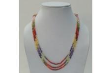 Multi 3Mm Cubic Zirconia Faceted Beads Necklace