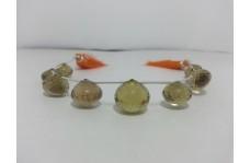 Green Natural Champagne Quartz Faceted Onion Briolette Beads