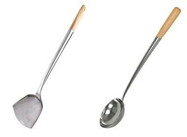 Metal Chinese Ladle Daboo & Palta Wood Ss Handle