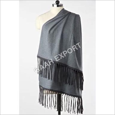Hand Made Cashmere Pashmina Leather Suede Tussle Stole