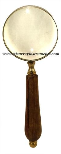 Brown & As Shown In Picture Magnifying Wooden Handle Brass Glass