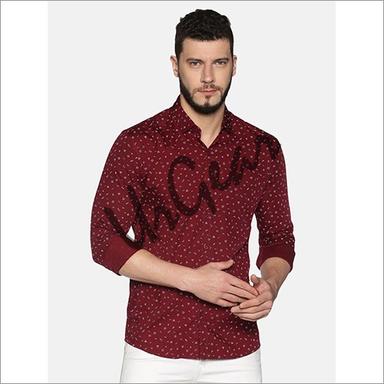 Breathable Urgear Maroon Mens Slim Fit Cotton Shirt