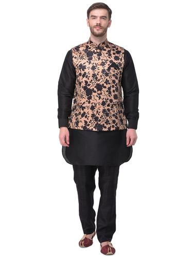 Black Men Pathani Suit With Jacket