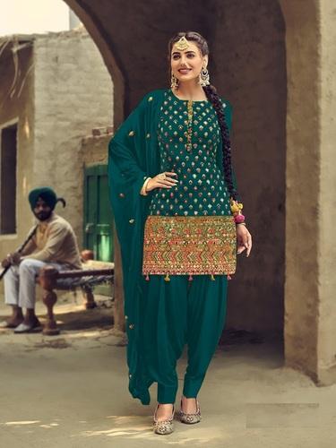 Sea Green Faux Georgette Salwar Suit