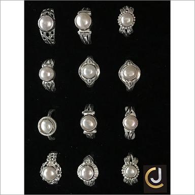 Mens Silver Pearl Rings
