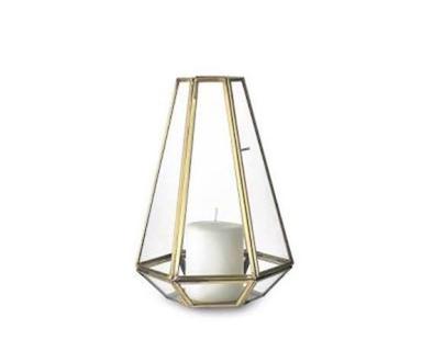 Yellow Glass Lantern With Iron Metal