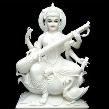Eco-Friendly Saraswati White Marble Statue