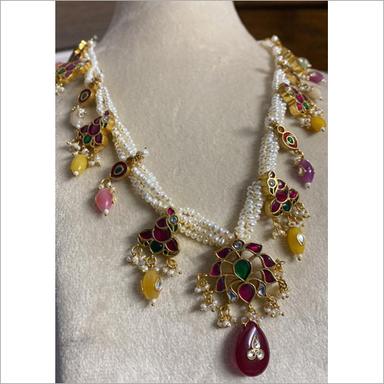 Party Silver 925 Kundan Fusion Gold Plated Necklace