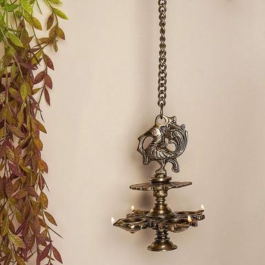 Hanging Bronze Oil Lamp in the Shape of a Bird India - E-mosaik