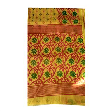 Yellow Ladies Handloom Print Saree