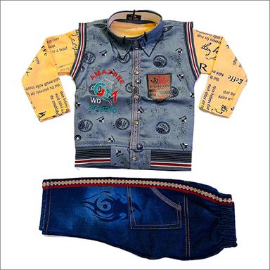 Washable Kids Shirt And Denim Pant Set