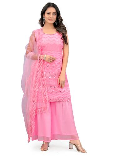 Pink - Mint Green - Orange - Maroon Sharara Suit