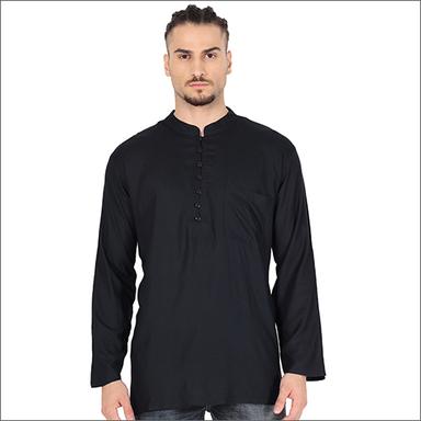 Cotton Mens Black Short Kurta