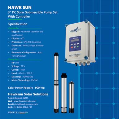3 inch 1hp DC Solar submersible Water Pump