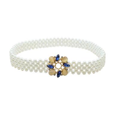 White Floral Design Belt For Gown