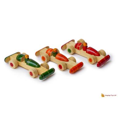 Brown Hand Painted Wooden F1 Racing Cars