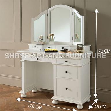 White Fsdt006 Antique French Dressing Table With Mirror