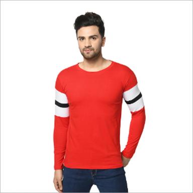 Cotton Sk Round Neck Strips  Red Black T Shirt