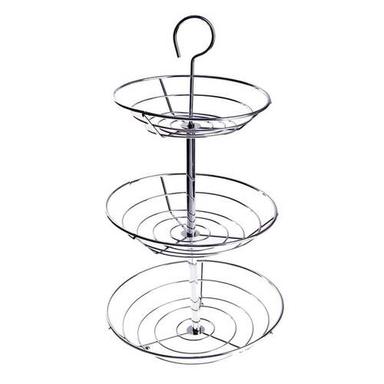 Silver 3Tier Fruit Basket Wire Fruit Bowl Or Produce Holder Three Tier Fruit Basket Stand (5264)