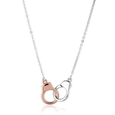 Two Tone Interlink Handcuff Necklace Size: Different Available