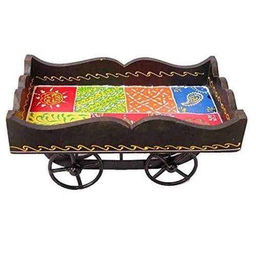 BrownMulticolour Wooden Thela Serving Tray at Best Price in Jaipur Mishita Collections
