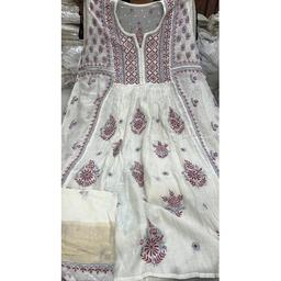 Different Available Ladies Soft Mul Chanderi Gown Dupatta Set