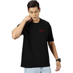 Men Round Neck T-Shirt - Cotton, Sizes S-XXL, Black | Washable, Half Sleeves, Printed Design