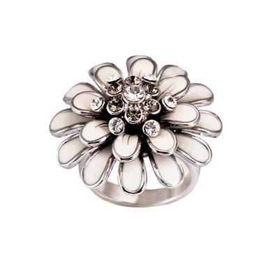 Flower-Shaped Rhinestone Finger Ring