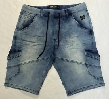 Washable Men'S Denim Jogger Short Bleach Blue