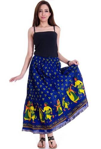 Blue Cotton Long Skirts