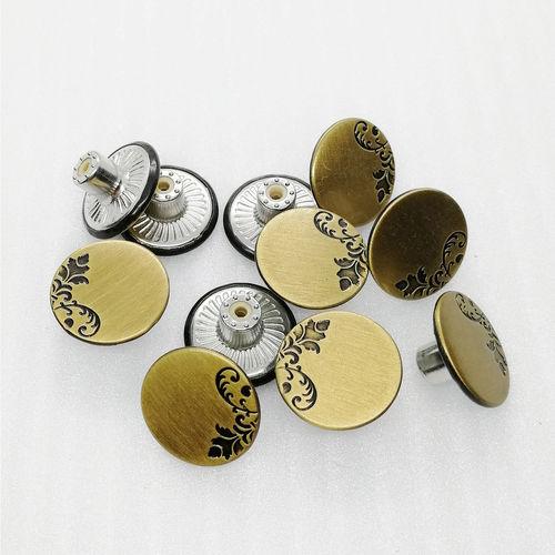 As The Picture 18Mm Vintage Metal Gold Printing Rubber Core Jeans