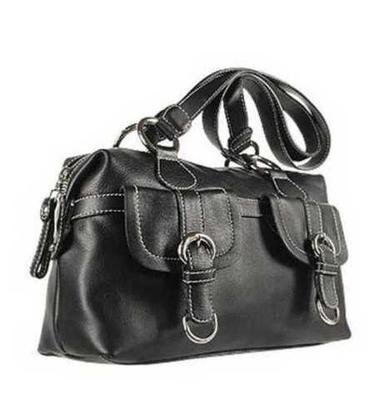 Fancy Black Imitation Leather Handbag