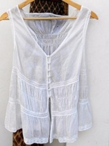Breathable White Cotton Lace Shirt
