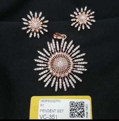 Natural American Diamond Pendant Set 351