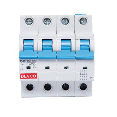 Grey Devco Four Pole Mcb (Fp) 40A