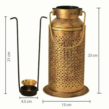 Antique Golden Polished Iron Milk Can Patterned Lantern