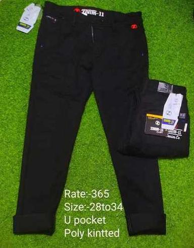 Black Plain Design Mens Trousers