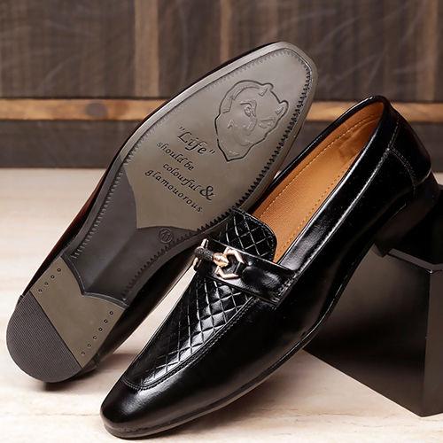 Mens Black Formal Loafer Shoes Insole Material: Pvc at Best Price in Basti