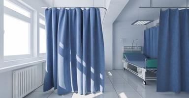 Green Blue And White Printed Medical Grade Reusable Curtains