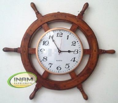 Various Colors Are Available Wheel Decorated Wall Clock With Brass Inlay