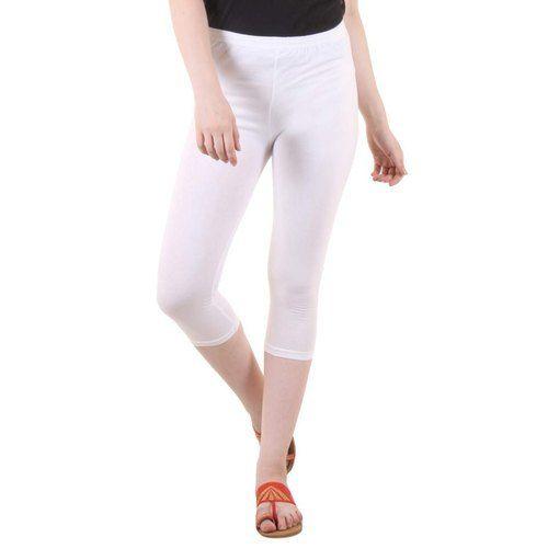 Indian Comfortable White Color Cotton Lycra Capri Leggings Perfect For  All-Day Comfort at Best Price in Namakkal