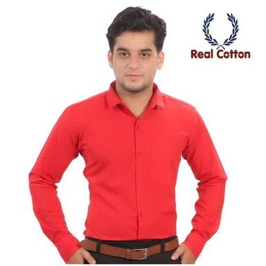 Real Cotton Carrot Color Plain Trendy Mens Full Sleeves Shirt Age Group: 20-50