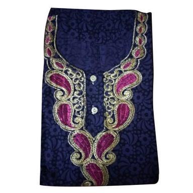Black Short Sleeves Fashionable Embroidered Cotton Nighty For Ladies