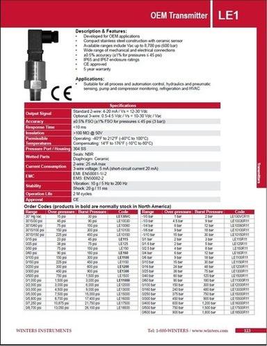 Pressure Transmitter Application: Process And Automation Control
