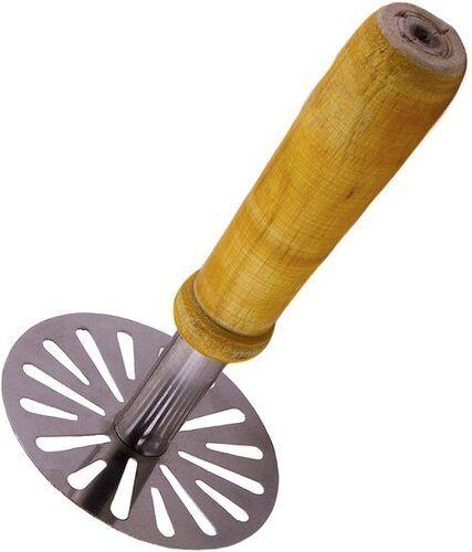 Stainless Steel Pav Bhaji Hand Masher With Wooden Handle For Kitchen