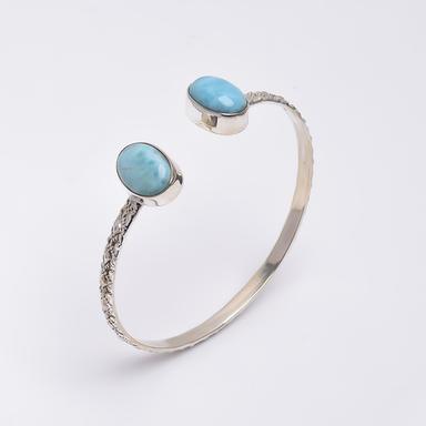 Larimar Gemstone 925 Sterling Silver Bangle Gender: Women