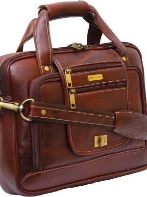 Black Red Adjustable Strap Leather Laptop Bags