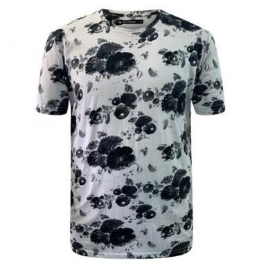 Printed Pattern Multi Color Short Sleeves Cotton T-Shirt