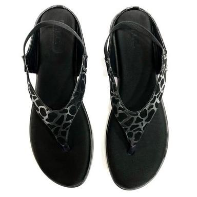 Womens Black Flat Fancy Sandals